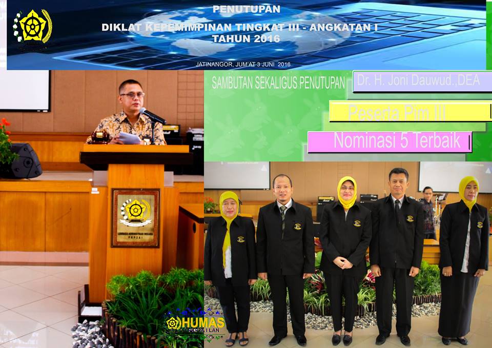 Penutupan Diklat Kepemimpinan Tingkat III Angkatan I Tahun 2016
