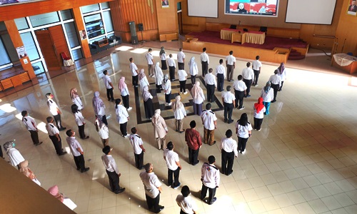 Pelaksanaan Apel Kebangsaan secara Blended di lingkungan LAN RI