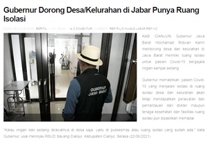 Gubernur Dorong Desa / Kelurahan di Jabar Punya Ruang Isolasi