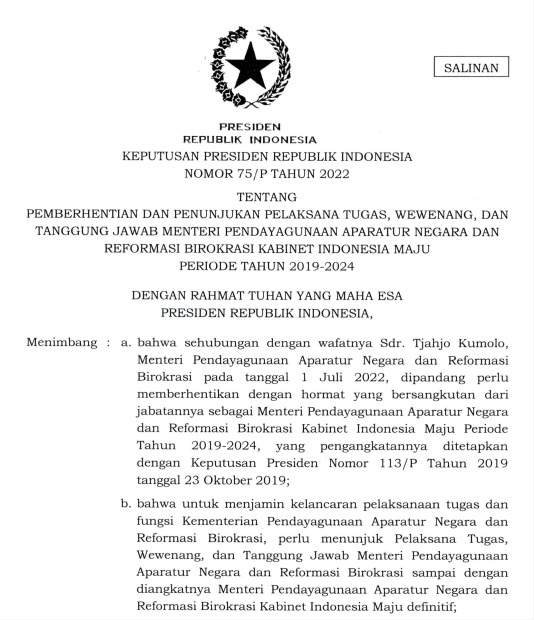Mahfud Md Ditunjuk Menjadi Plt. Menteri PANRB
