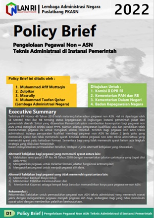 Policy Brief Pengelolaan Pegawai Non-ASN Teknis Administrasi Di Instansi Pemerintah