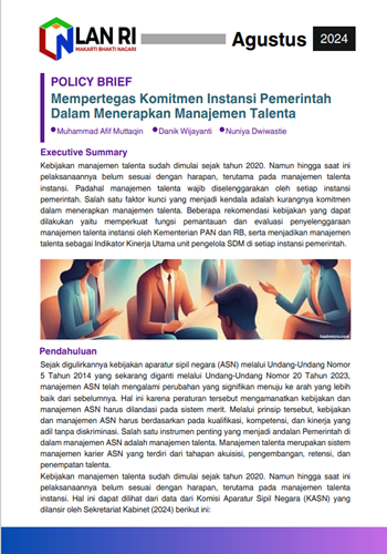 Mempertegas Komitmen Instansi Pemerintah Dalam Menerapkan Manajemen Talenta 