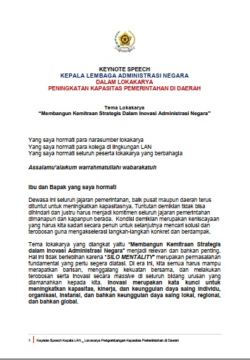 Prosiding Lokakarya Peningkatan Kapasitas Pemerintahan di Daerah dengan tema Membangun Kemitraan Strategis Dalam Inovasi Administrasi Negara